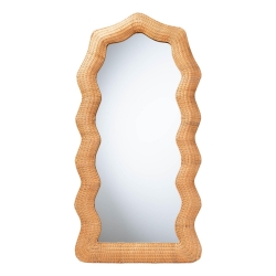 bali & pari Daray Scalloped Natural Rattan Full Length Floor Mirror